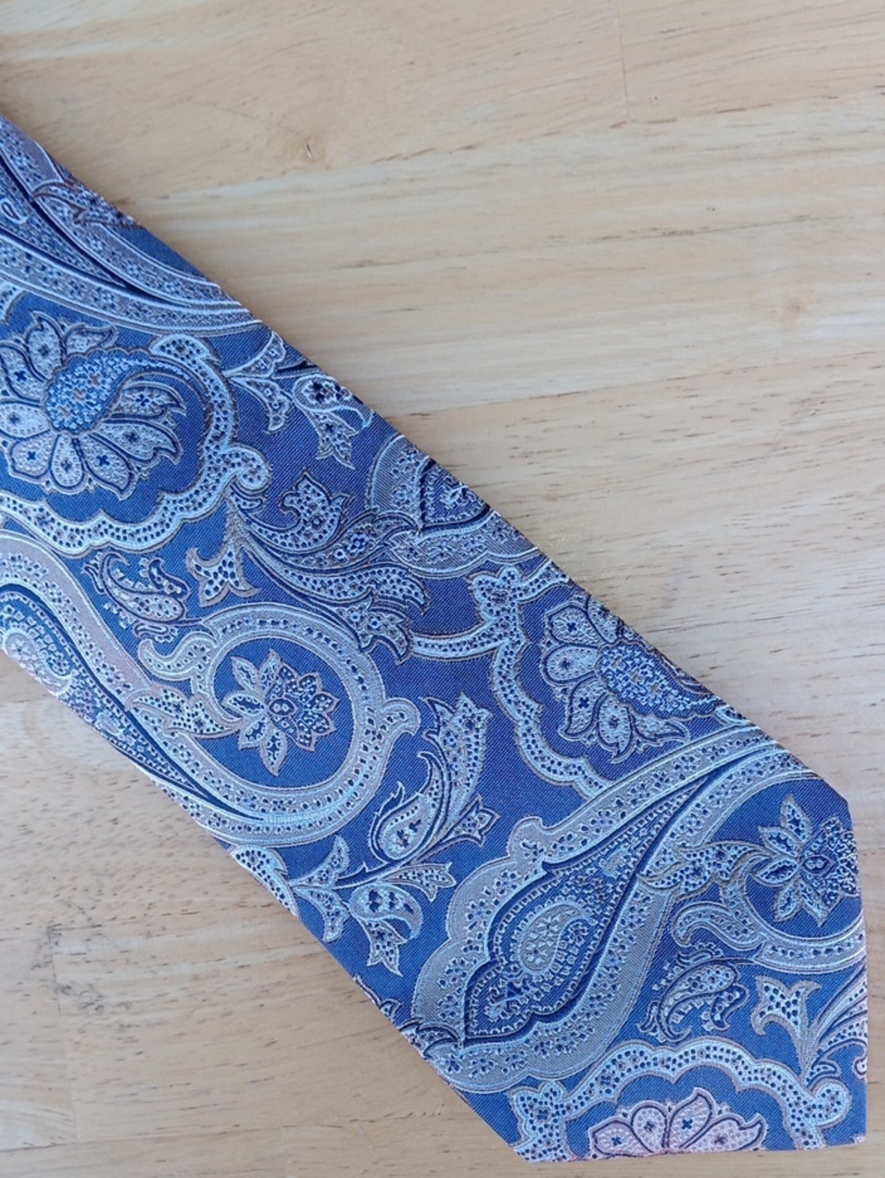 Faconnable Teal and Gold Paisley Silk Tie